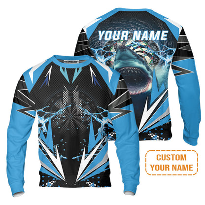 Shark And Darts Custom Name Hoodie, Whirlpool Bullseye Dartboard Personalized Hoodie - Gift For Darts Lovers, Friends, Team