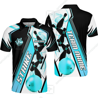 Custom Bowling Team Jersey,  Strike On Bowling Jersey Multicolor Polo Quarter-Zip Shirts, Bowling Uniforms Jerseys, Custom Name And Team Name