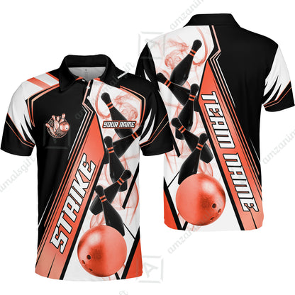 Custom Bowling Team Jersey,  Strike On Bowling Jersey Multicolor Polo Quarter-Zip Shirts, Bowling Uniforms Jerseys, Custom Name And Team Name