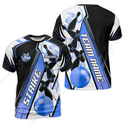 Custom Bowling Team Jersey,  Strike On Bowling Jersey Multicolor Polo Quarter-Zip Shirts, Bowling Uniforms Jerseys, Custom Name And Team Name