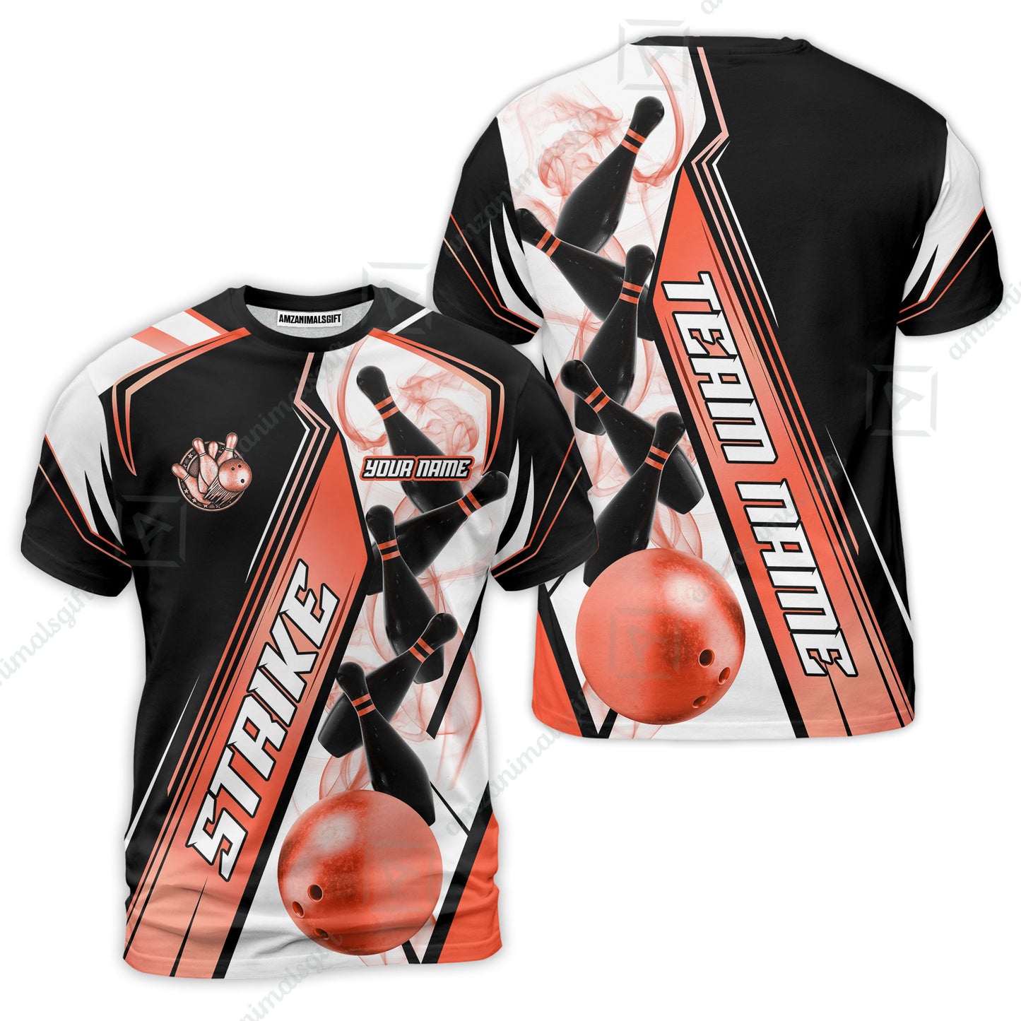 Custom Bowling Team Jersey,  Strike On Bowling Jersey Multicolor Polo Quarter-Zip Shirts, Bowling Uniforms Jerseys, Custom Name And Team Name