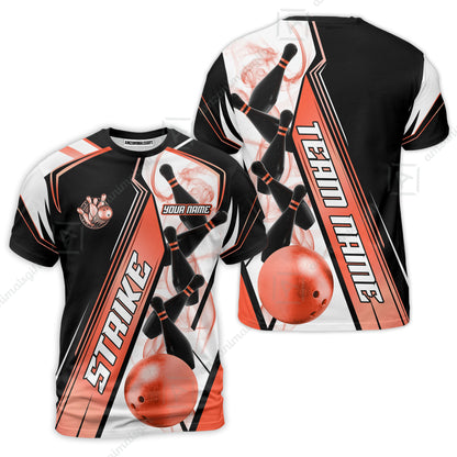 Custom Bowling Team Jersey,  Strike On Bowling Jersey Multicolor Polo Quarter-Zip Shirts, Bowling Uniforms Jerseys, Custom Name And Team Name