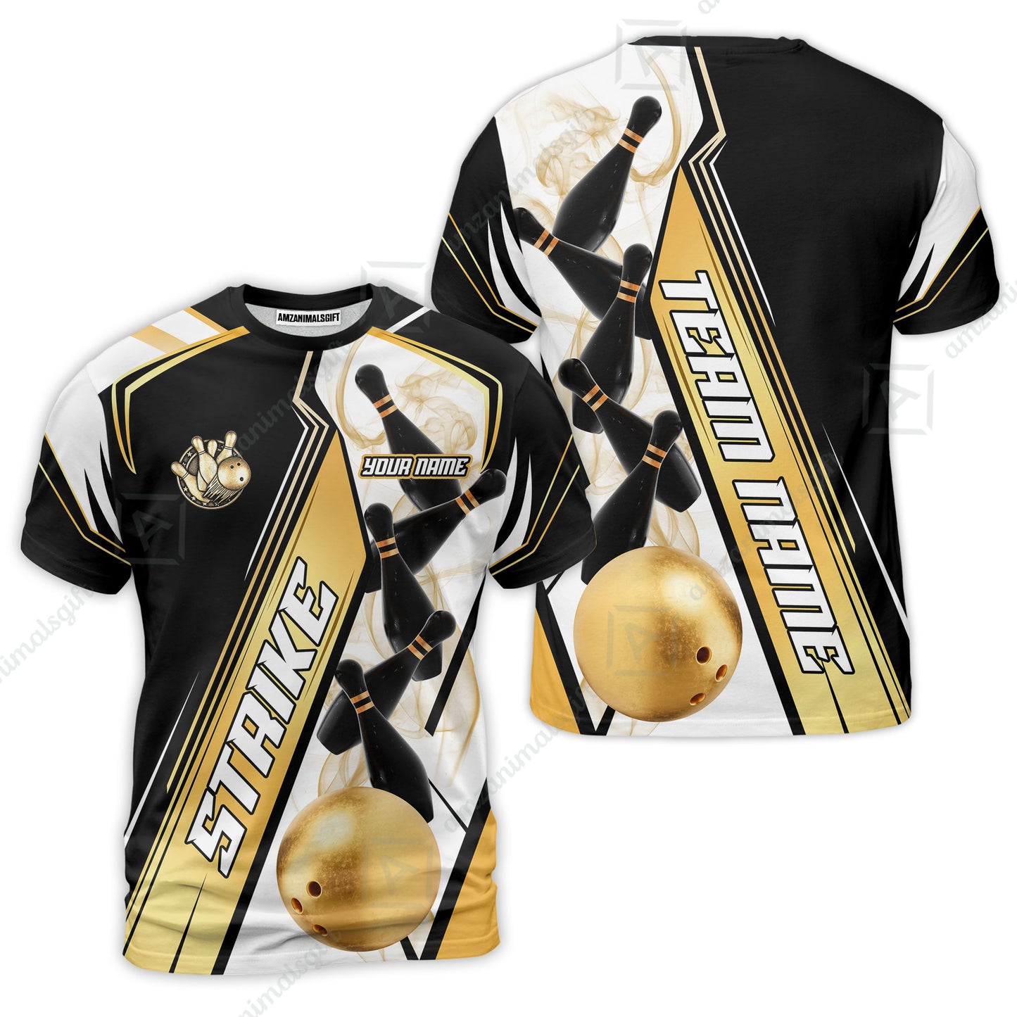 Custom Bowling Team Jersey,  Strike On Bowling Jersey Multicolor Polo Quarter-Zip Shirts, Bowling Uniforms Jerseys, Custom Name And Team Name