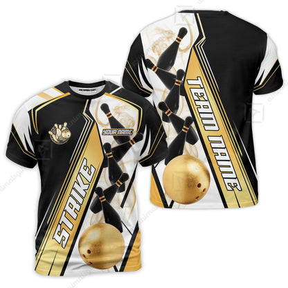 Custom Bowling Team Jersey,  Strike On Bowling Jersey Multicolor Polo Quarter-Zip Shirts, Bowling Uniforms Jerseys, Custom Name And Team Name