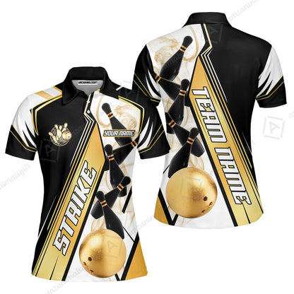 Custom Bowling Team Jersey,  Strike On Bowling Jersey Multicolor Polo Quarter-Zip Shirts, Bowling Uniforms Jerseys, Custom Name And Team Name
