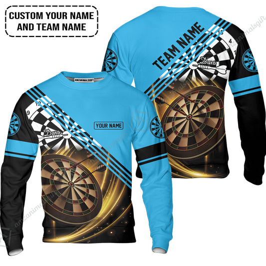 Customized Name & Team Name Darts Sweatshirt, I Love Darts Personalized Blue Darts Sweatshirt