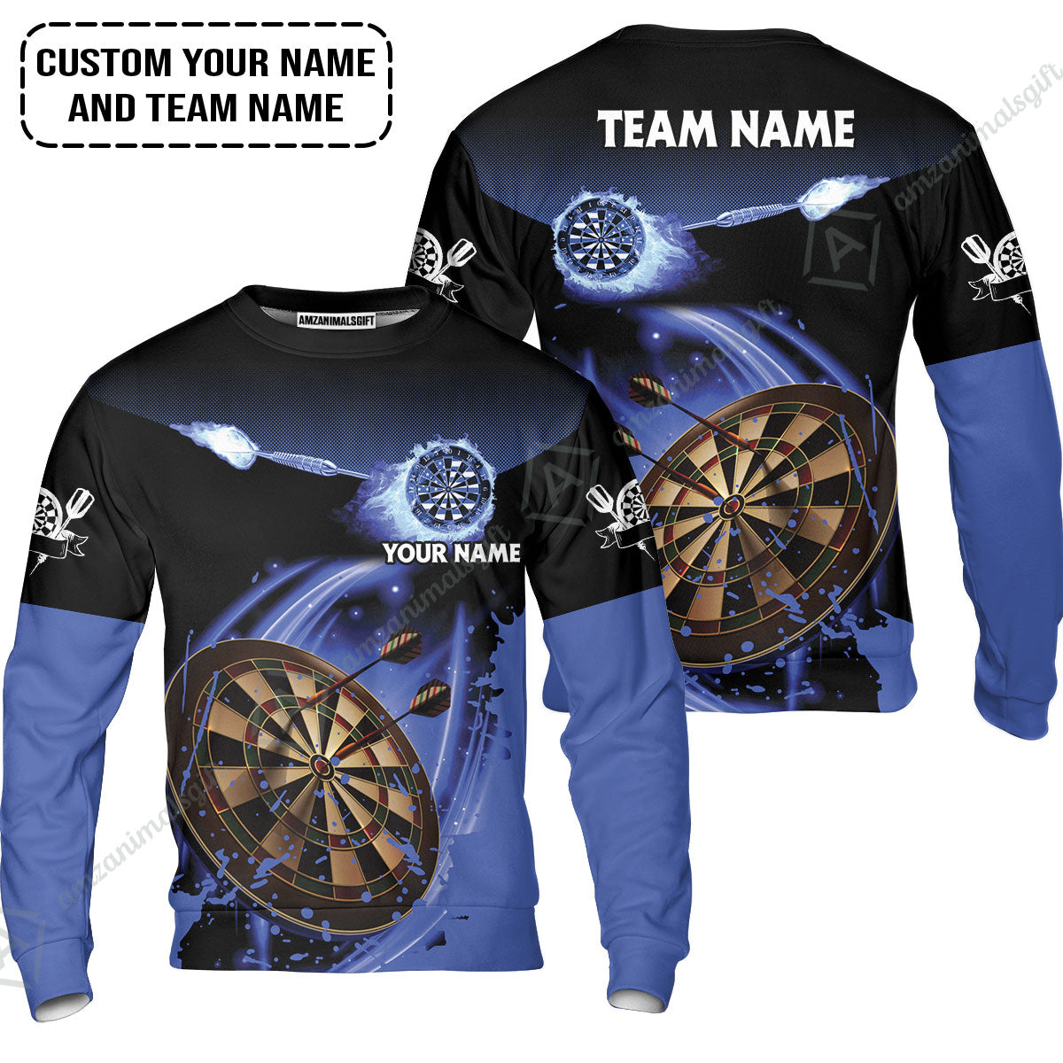 Customized Fire Darts Zip Polo Shirt, Personalized Darts For Team Zip Polo Shirt