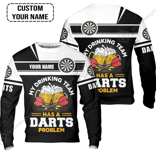 Customized Darts Sweatshirt, Personalized My Drinking Team Beer Darts Sweatshirt