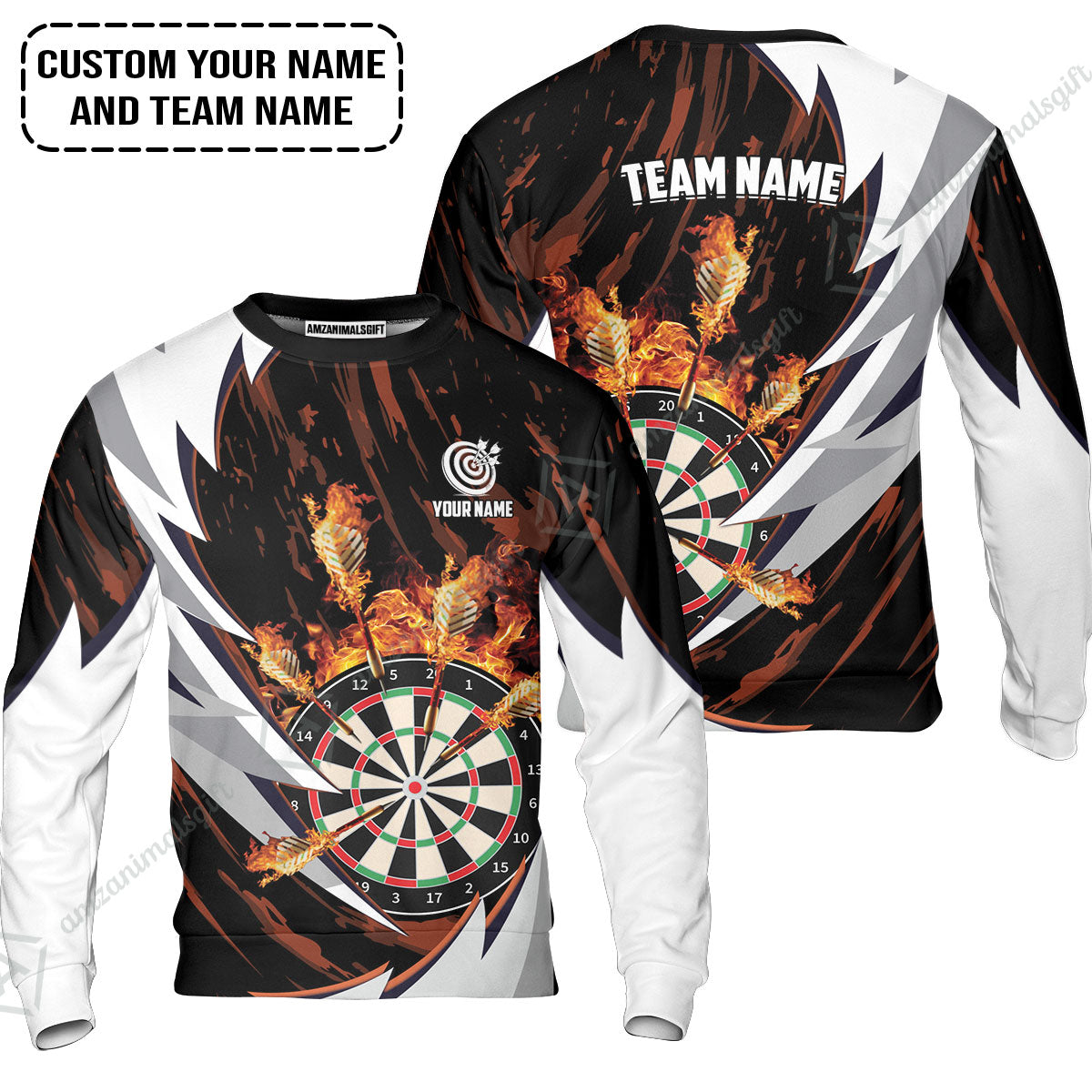 Customized Fire Thunderstorm Darts Zip Polo Shirt, Personalized Darts Zip Polo Shirt