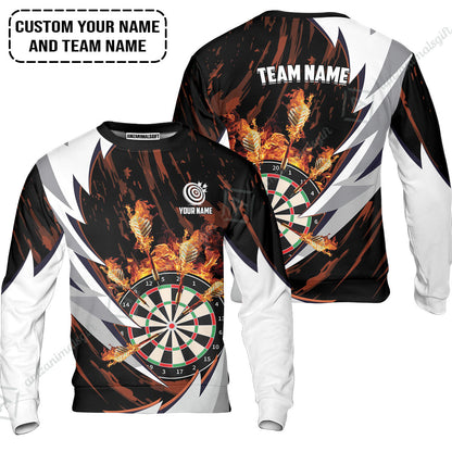 Customized Fire Thunderstorm Darts Zip Polo Shirt, Personalized Darts Zip Polo Shirt