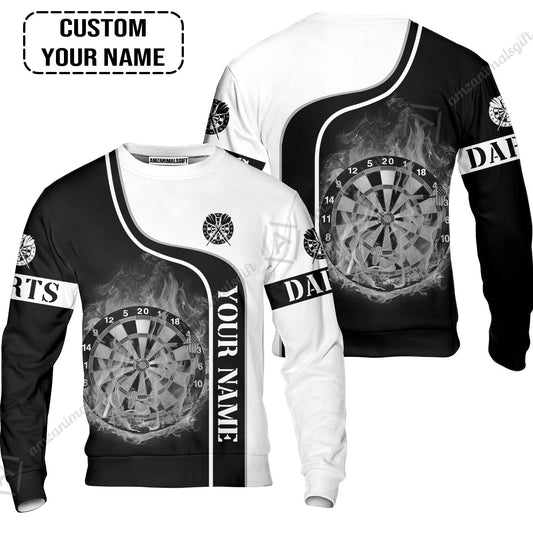 Customized Darts Sweatshirt, Personalized Black White Darts Sweatshirt