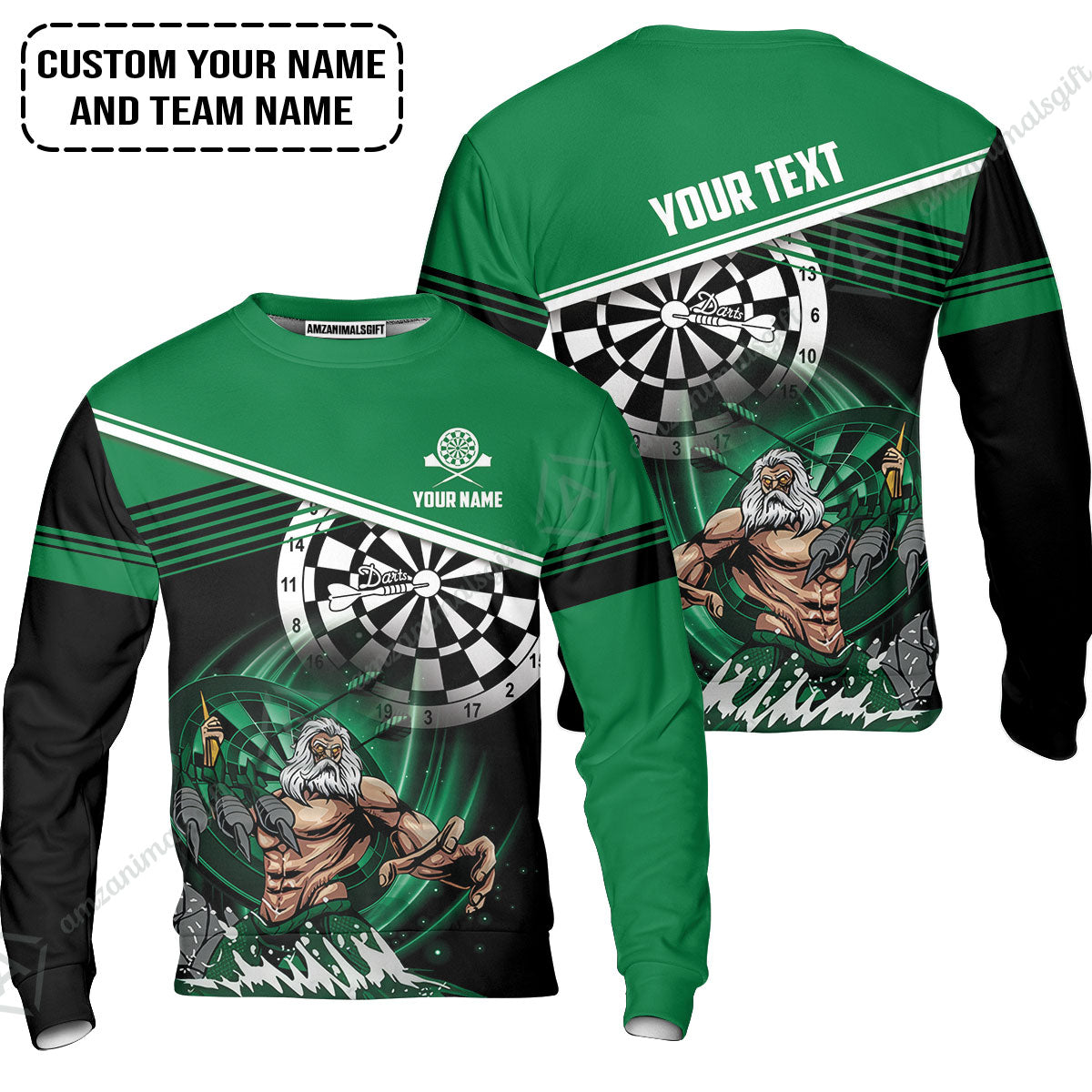 Customized Name & Text Darts Sweatshirt, Personalized Name Poseidon Darts Sweatshirt