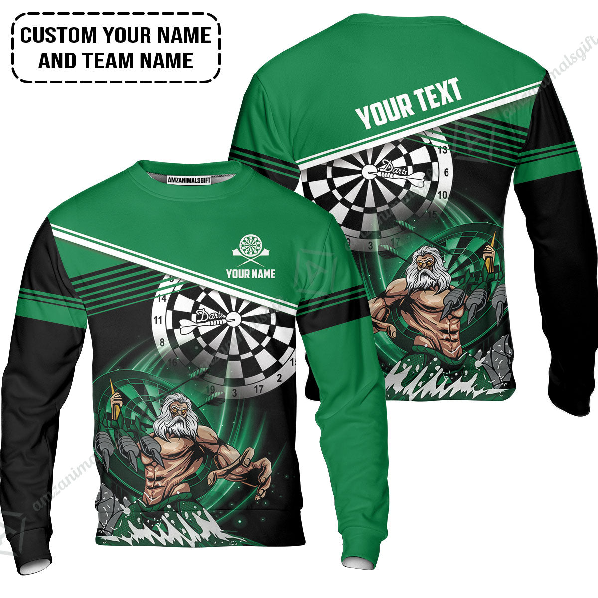 Customized Name & Text Darts Long Polo Shirt, Personalized Name Poseidon Darts Long Polo Shirt