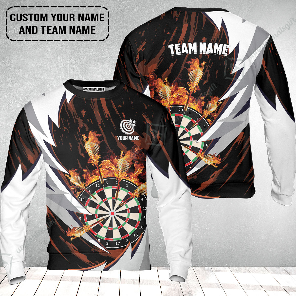 Customized Fire Thunderstorm Darts Sweatshirt, Personalized Darts Sweatshirt