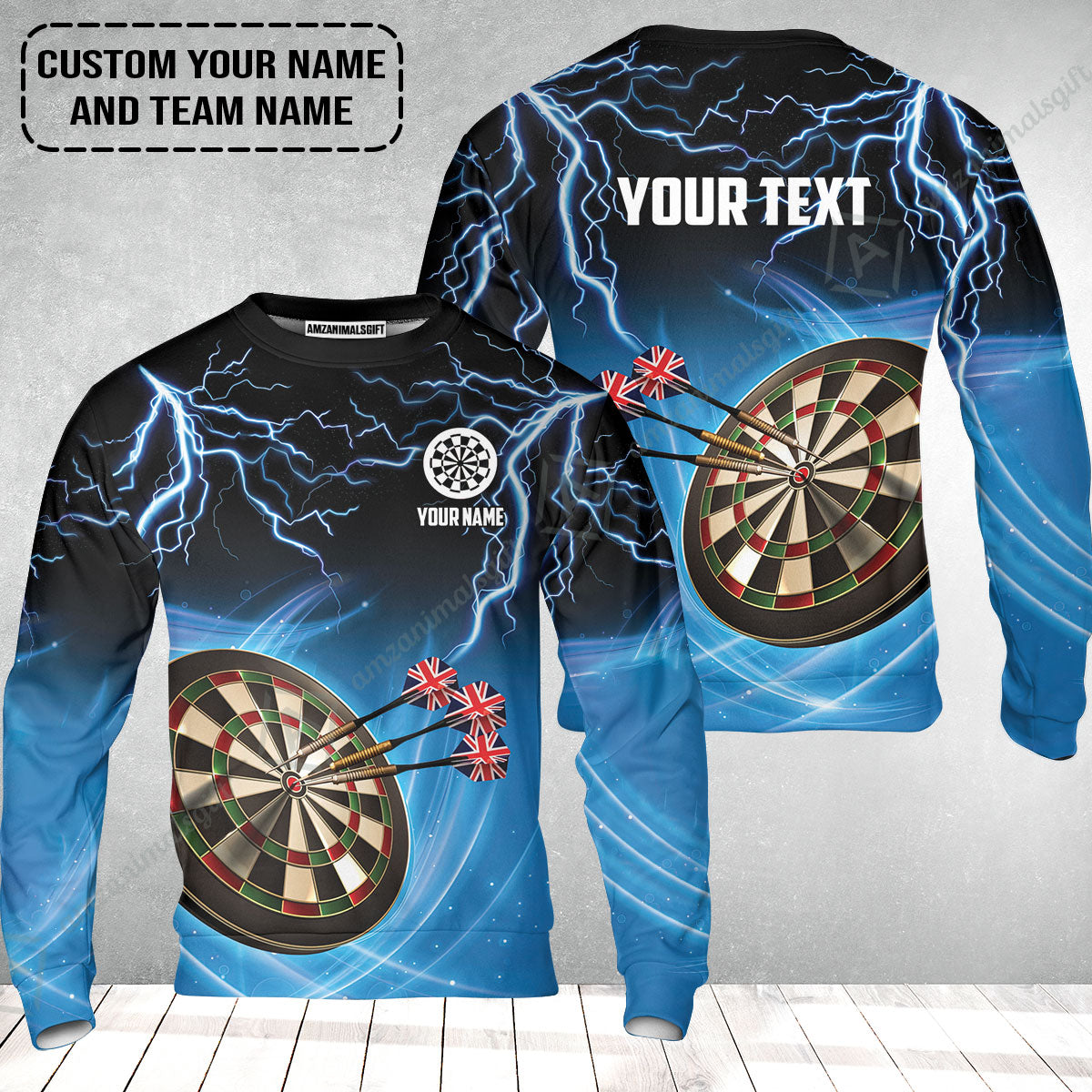 Customized Name & Text Darts Sweatshirt, Kingdom of England Darts Personalized Darts Sweatshirt