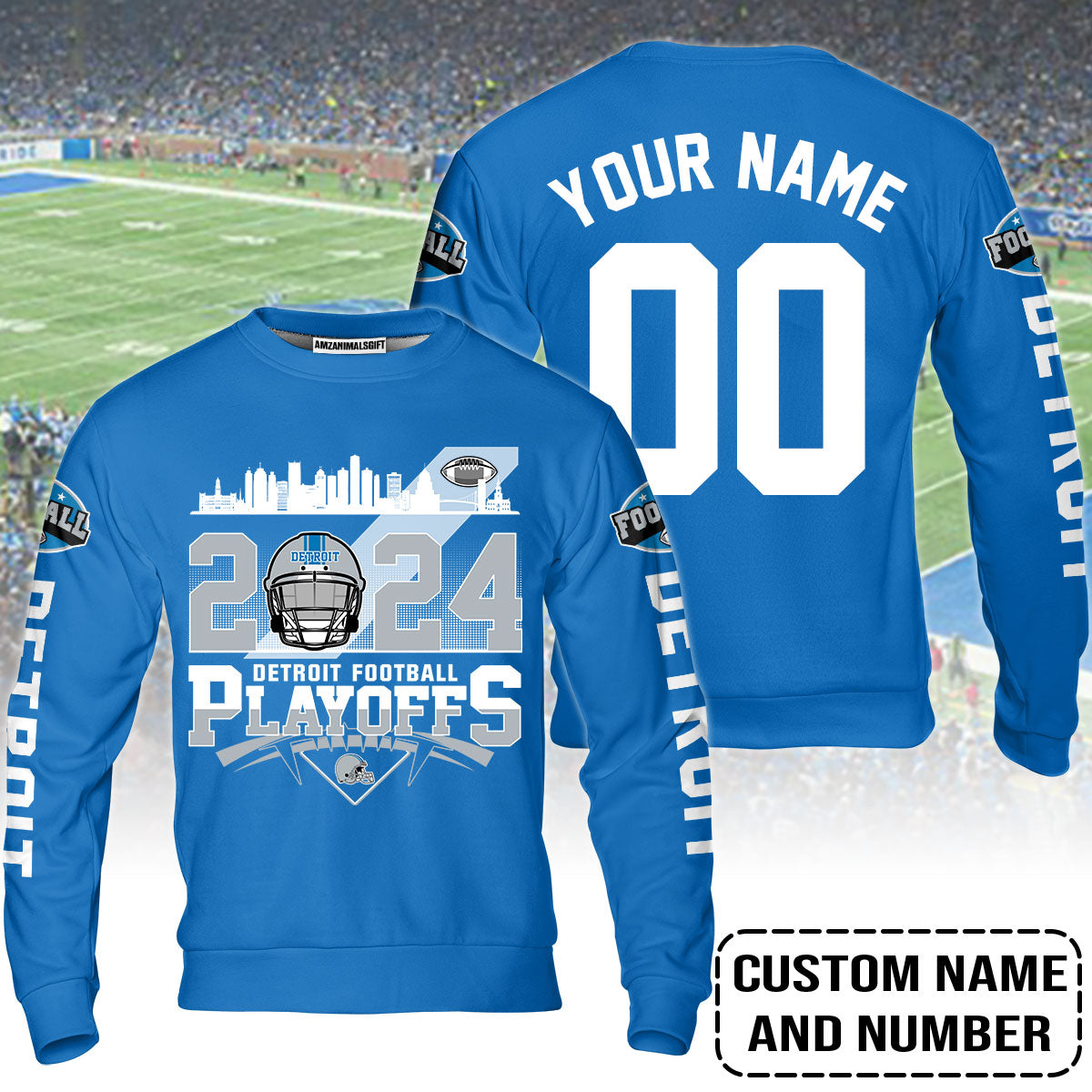 Detroit Football 2023-2024 Playoffs Custom Sweatshirt, Detroit Game Day Sweatshirt, Playoffs Shirts For Detroit Football Fans