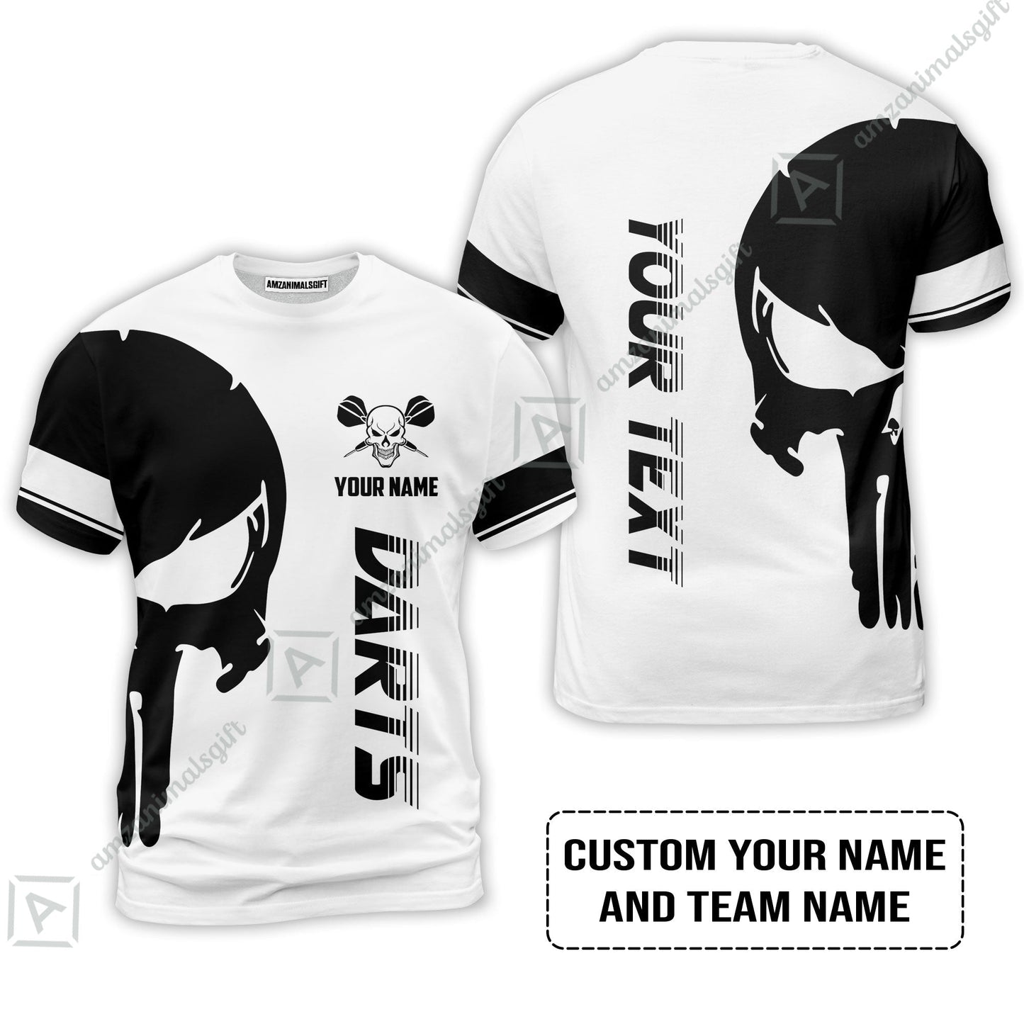 Customized Name & Text Darts Hoodie, Darts Skull Personalized Name Darts Hoodie