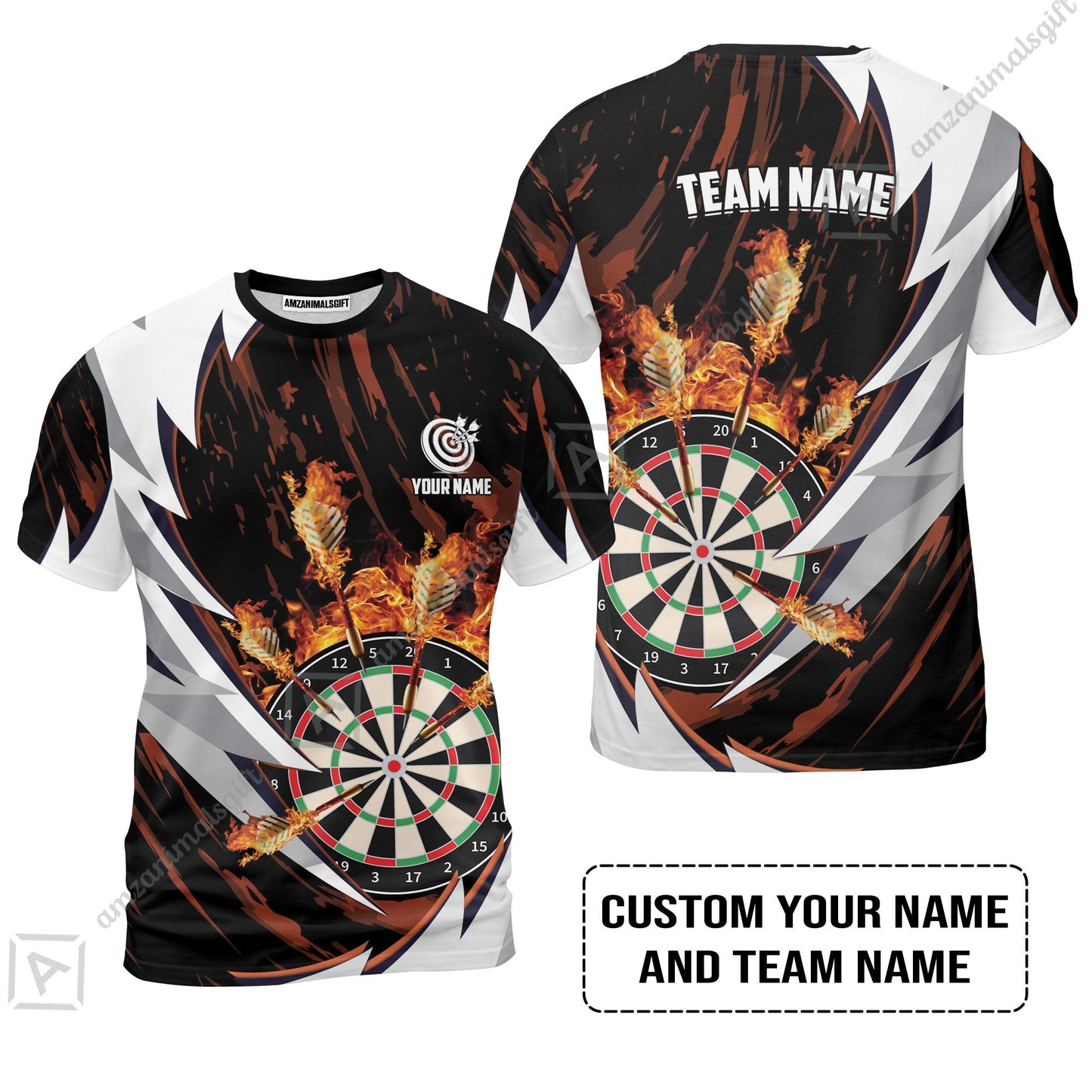 Customized Fire Thunderstorm Darts Zip Polo Shirt, Personalized Darts Zip Polo Shirt