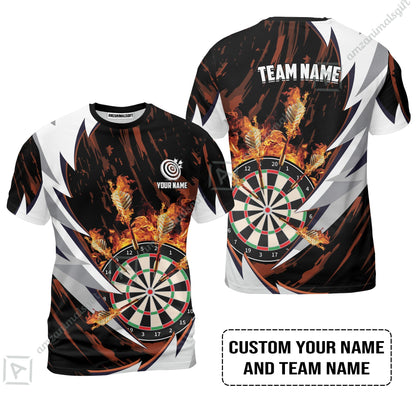 Customized Fire Thunderstorm Darts Zip Polo Shirt, Personalized Darts Zip Polo Shirt