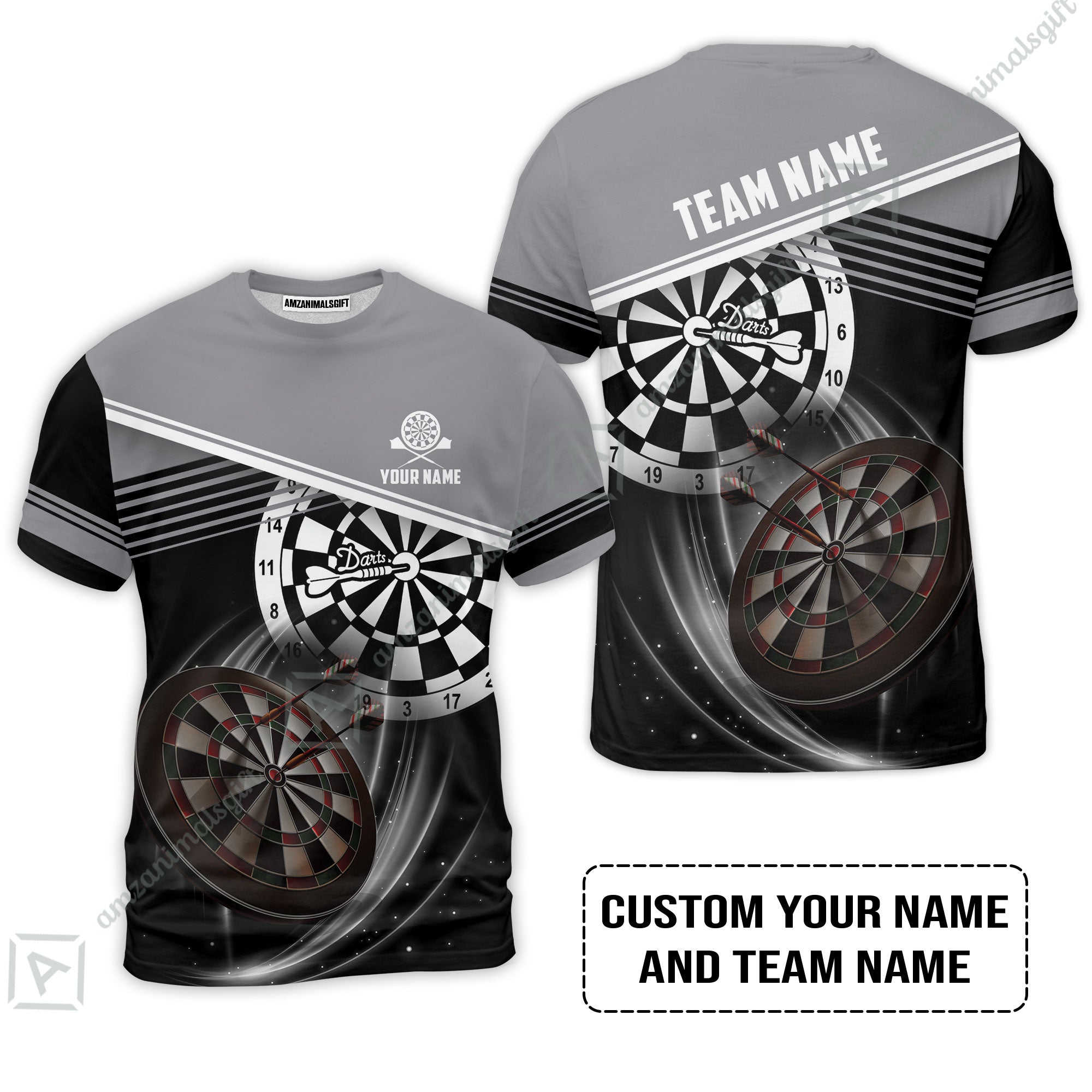 Customized Name & Team Name Darts T-Shirt, Personalized Name Color Darts T-Shirt - Perfect Gift For Darts Lovers