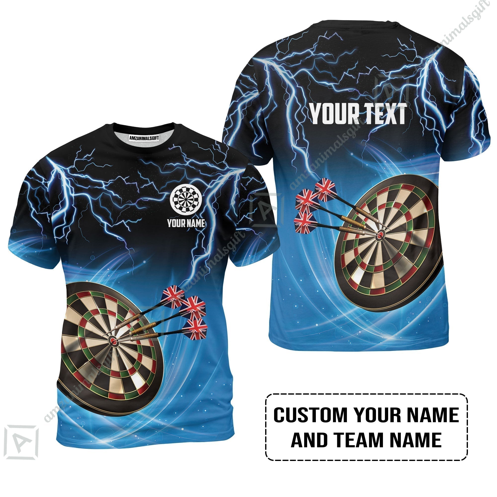 Customized Name & Text Darts T-Shirt, Kingdom of England Darts Personalized Darts T-Shirt