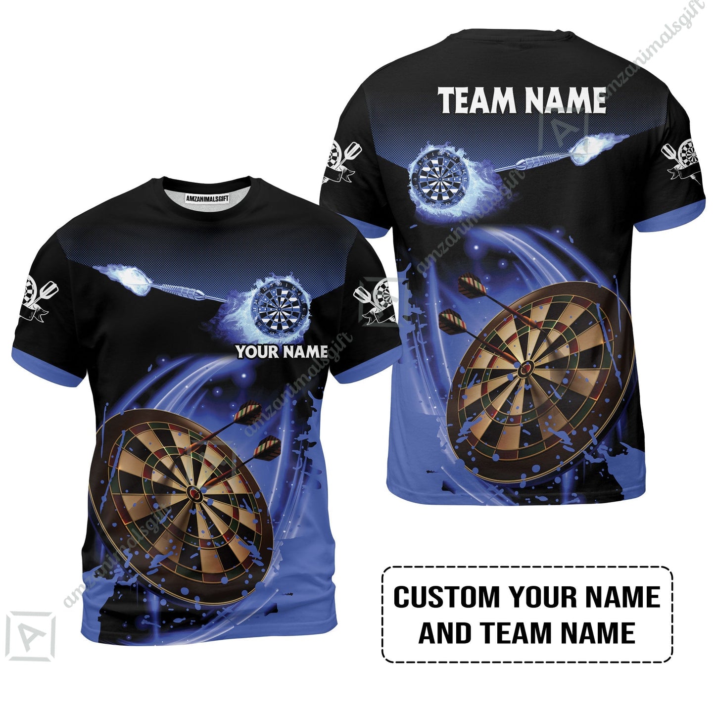 Customized Fire Darts Zip Polo Shirt, Personalized Darts For Team Zip Polo Shirt