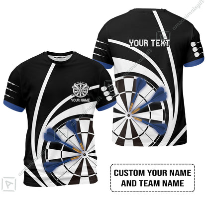 Customized Name & Text Darts Long Polo Shirt, Personalized Name Blue Dark Darts Team Long Polo Shirt