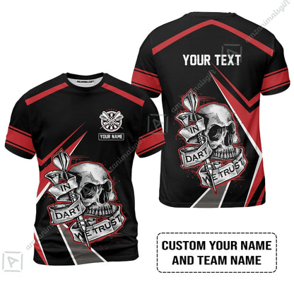 Customized Name & Text Darts Hawaiian Shirt, Skull In Darts We Trust Personalized Darts Hawaiian Shirt