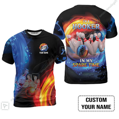 Customized Name Bowling Long Polo Shirt - Bowling I'm A Hooker In My Spare Time Personalized Long Polo Shirt