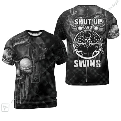 Men Golf Long Polo Shirt - Scary Skull Golf Men Polo Shirt, Golf Shut Up Shirt Design For Men, Best Halloween Long Polo Shirt