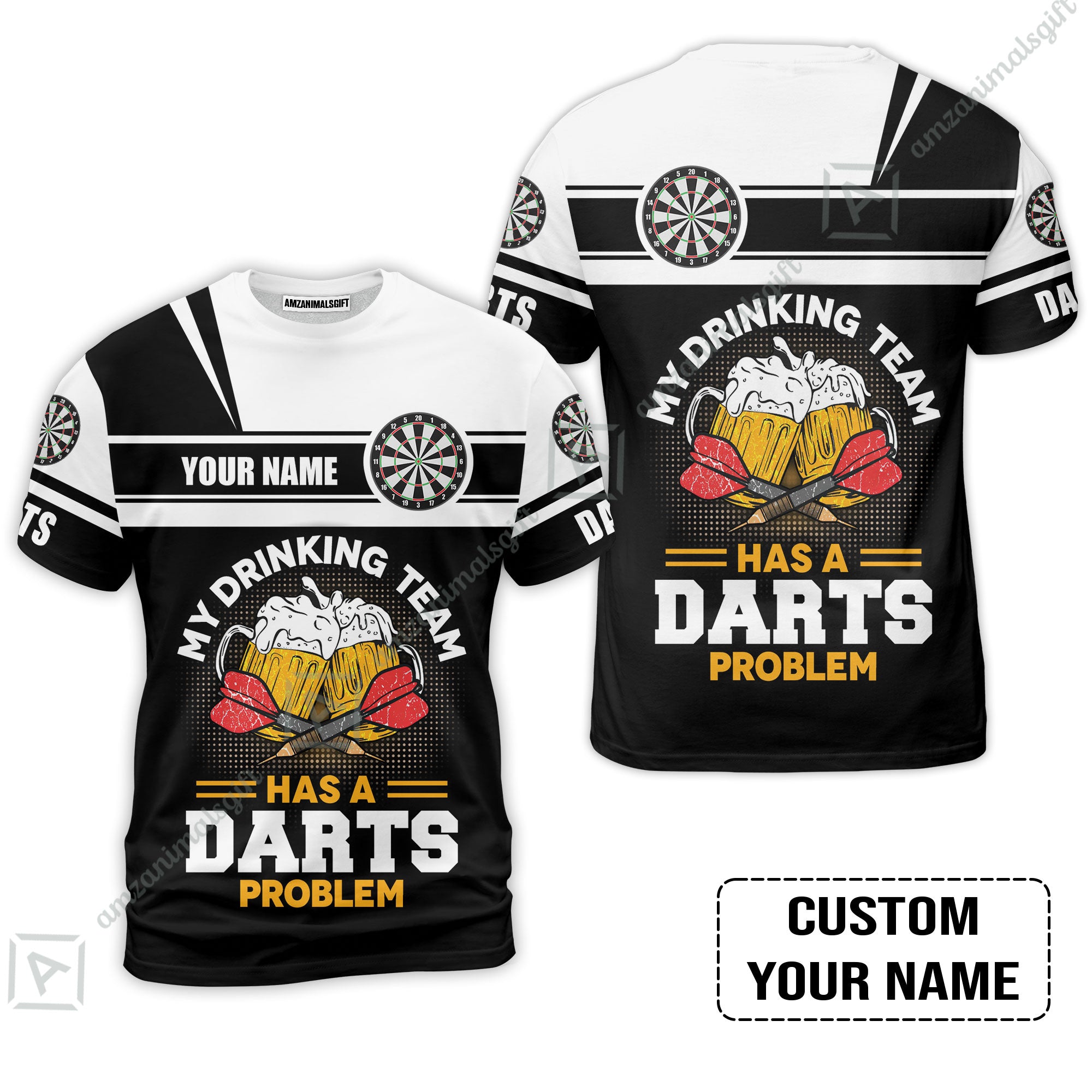 Customized Darts T-Shirt, Personalized My Drinking Team Beer Darts T-Shirt