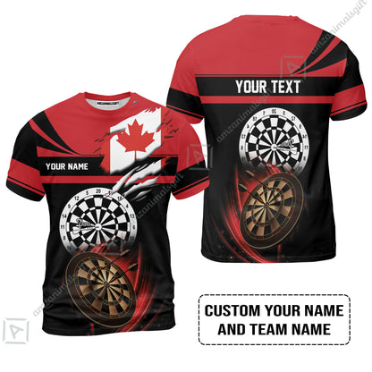 Customized Name & Text Darts Polo Shirt, Canada Flag Personalized Name Darts Polo Shirt