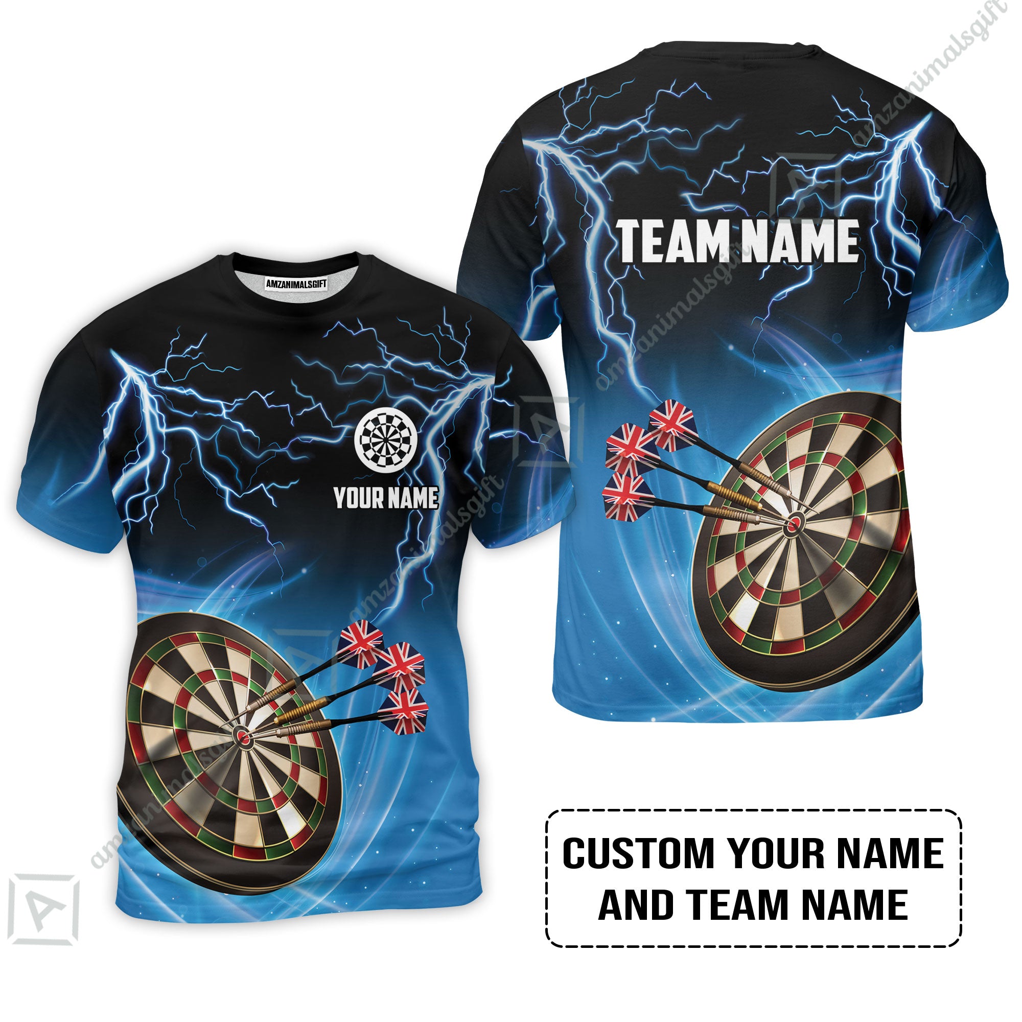 Customized Name & Text Darts T-Shirt, Kingdom of England Darts Personalized Darts T-Shirt