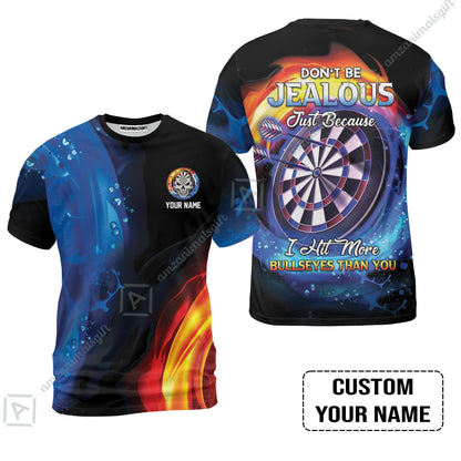 Customized Name Darts Zip Polo Shirt, Don't Be Jealous Personalized Skull Logo And Darts Zip Polo Shirt