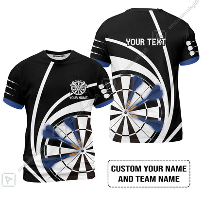 Customized Name & Text Darts Polo Shirt, Personalized Name Blue Dark Darts Team Polo Shirt