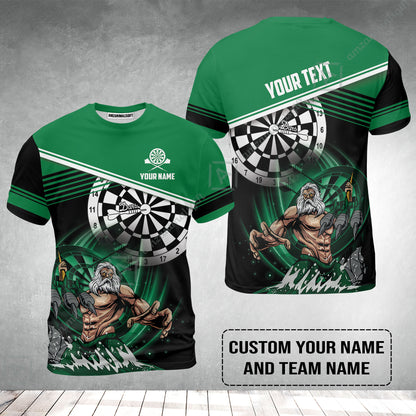 Customized Name & Text Darts T-Shirt, Personalized Name Poseidon Darts T-Shirt