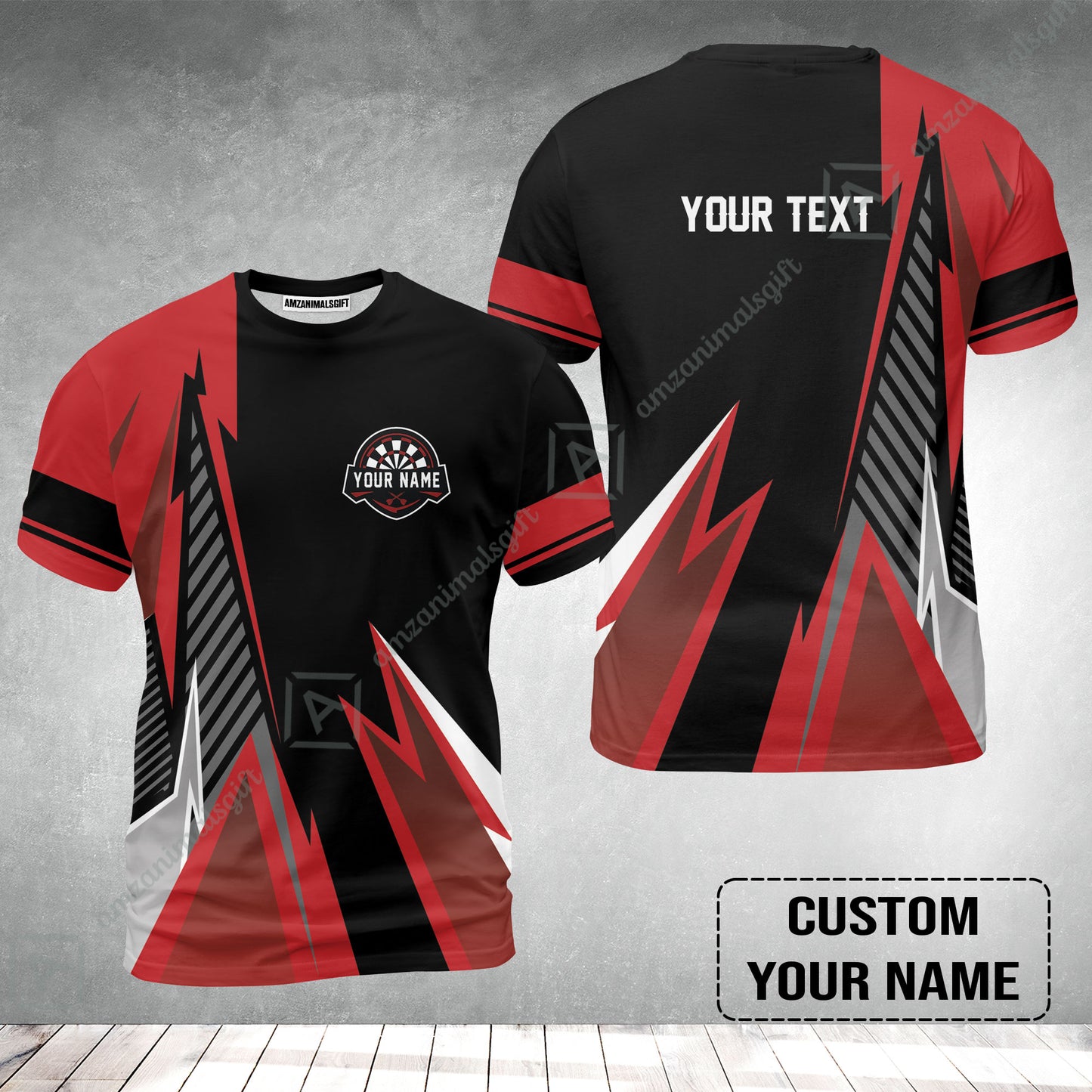 Customized Name & Text Darts T-Shirt, Personalized Name Darts T-Shirt