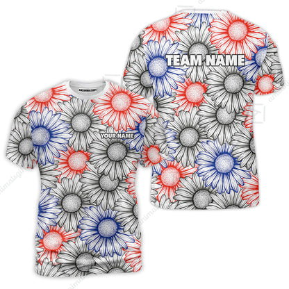 Custom Sunflower Bowling Team Jersey, Sunflower Bowling Polo Quarter-Zip Shirts, Bowling Uniforms Jerseys, Custom Name And Team Name