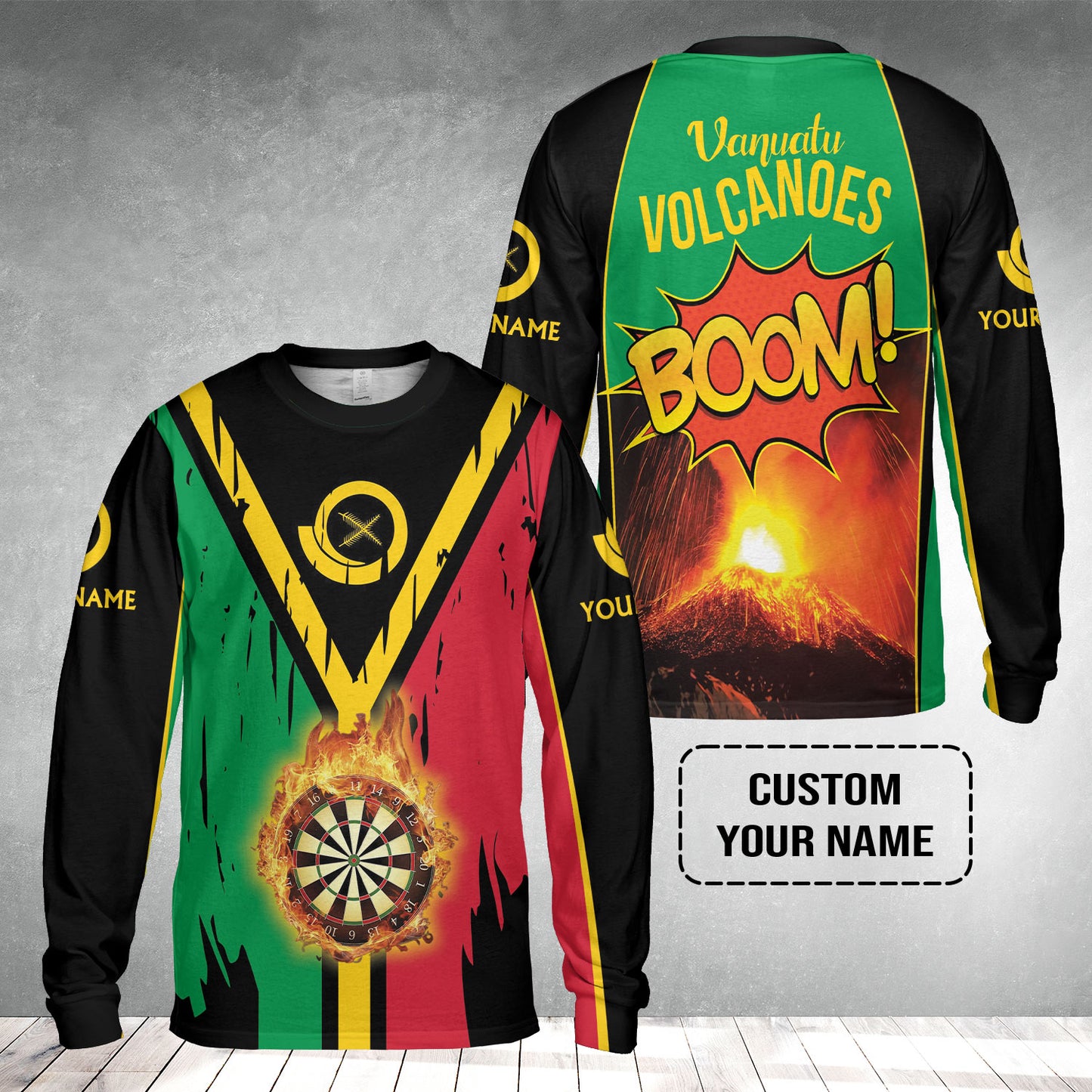 Darts Shirt Custom Name, Vanuatu Volcanoes Uniform, Personalized Shirt For Darts Lovers, Darts Players