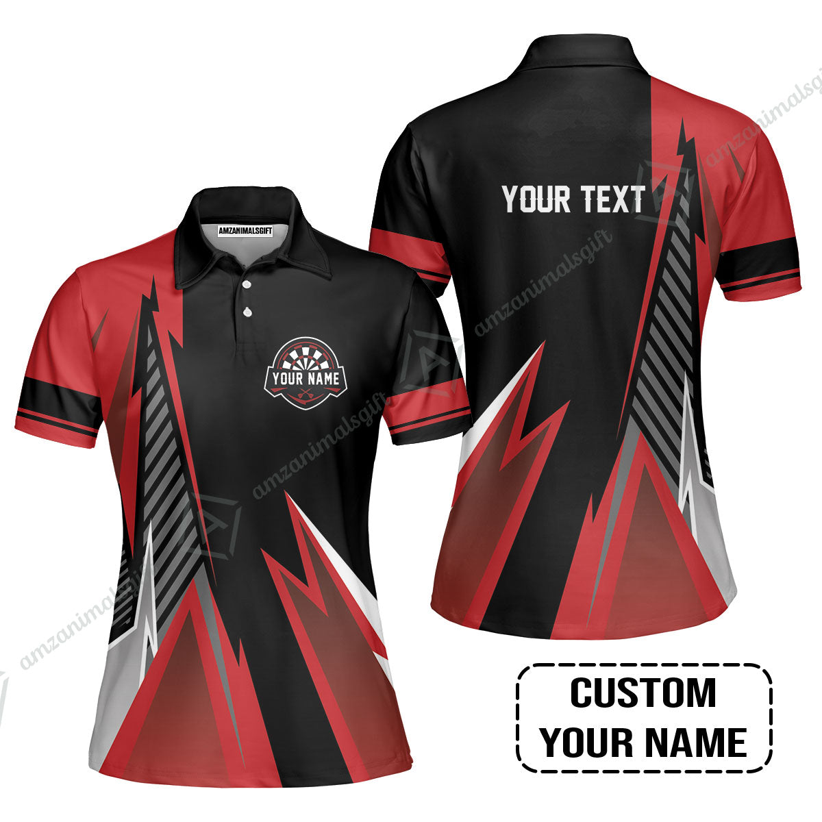 Customized Name & Text Darts Women Polo Shirt, Personalized Name Darts Women Polo Shirt