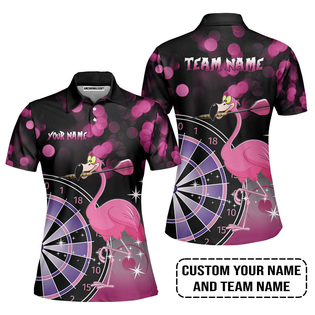 Personalized Darts Polo Shirt, Darts And Flamingo Customized Polo Shirt, Perfect Outfits For Darts Players, Darts Team