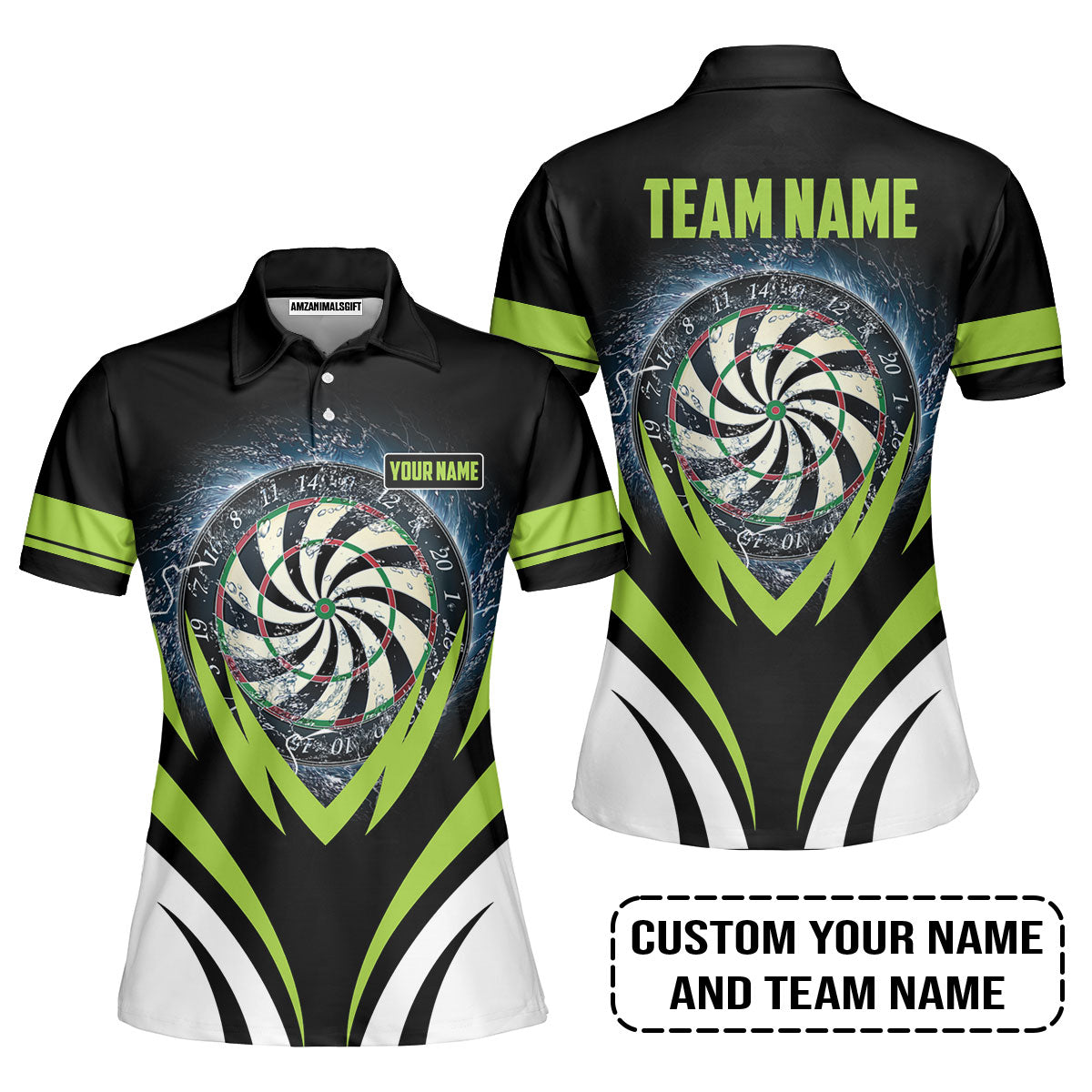 Customized Name & Team Name Darts Women Polo Shirt, Darts In Tornado Personalized Darts Women Polo Shirt