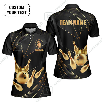 Custom bowling uniforms, Bowling Jerseys Shirts, Bowling Ball & Pins Premium Crown Customized Name And Team Name For Bowling Team Men Women