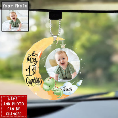 Personalized Baby's First Christmas Custom Photo Car Ornament - Christmas Gift For Baby Kids, Newborn Baby