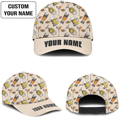 Custom Cream Black Beer Pattern Design Oktoberfest Beer Festival Performance Embroidered Cap