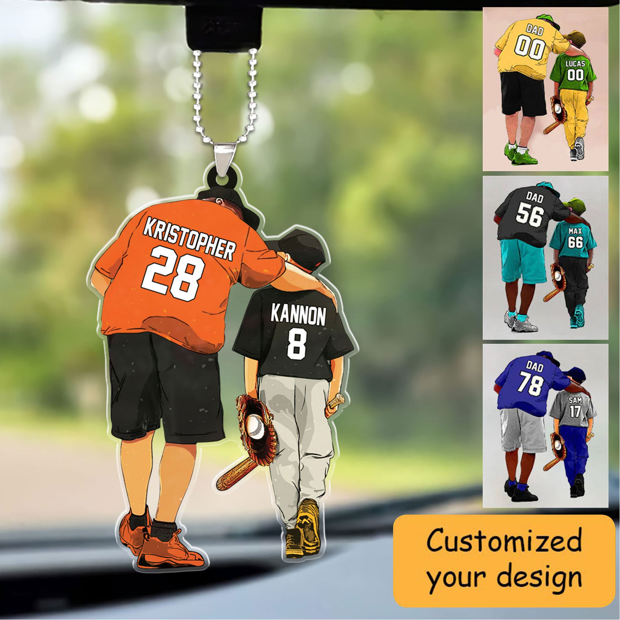 Customized Photo Baseball Players Christmas Car Ornament Gift For Baseball Lovers - Gift For Baseball Players, Dad, Son, Coach