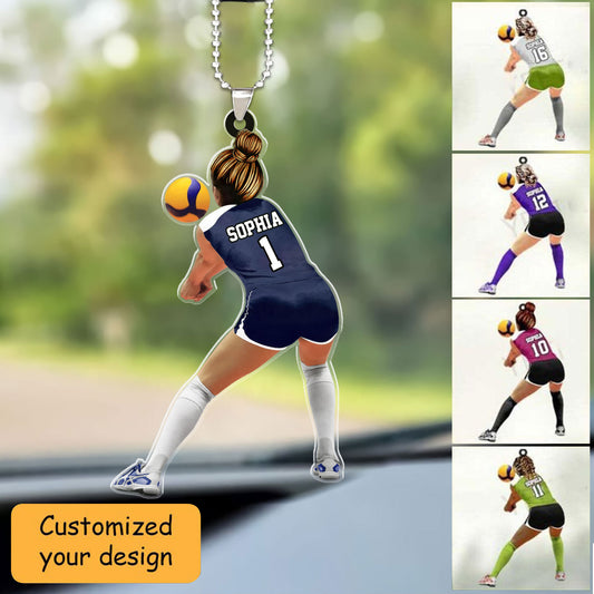 Personalized Female Volleyball Defensive Player Libero Christmas Car Ornament, Volleyball Team Gift For Her, Volleyball Lovers