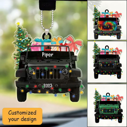 Custom Jeep Christmas Car Ornament, Personalized Jeep Car & Christmas Gift Car Ornament For Christmas, Off-Road Car Lover