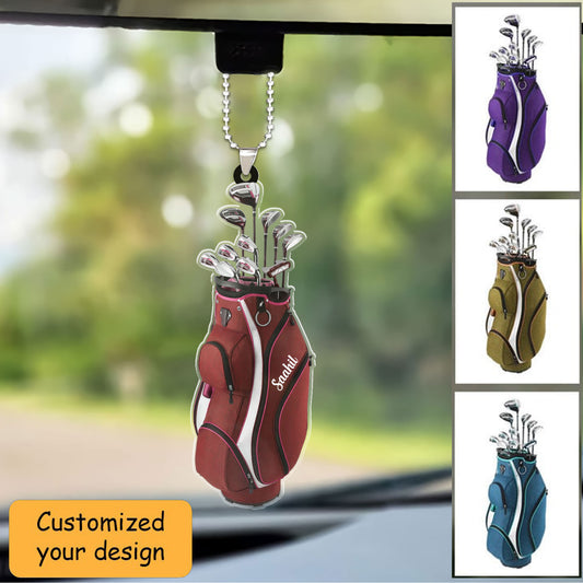 Custom Golf Christmas Car Ornament, Personalized Golf Bag Car Ornament For Golf Lover, Christmas, New Year