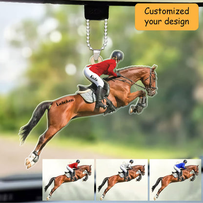 Customized Equestrian Girl Christmas Car Ornament, Equestrian Car Ornament Gift For Horse Lovers, Her, Wife, Christmas Gifts